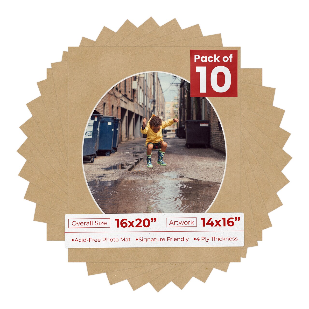 Beige Suede Mat Board for 16x20 Frames - Oval Opening for 14x16 Photos